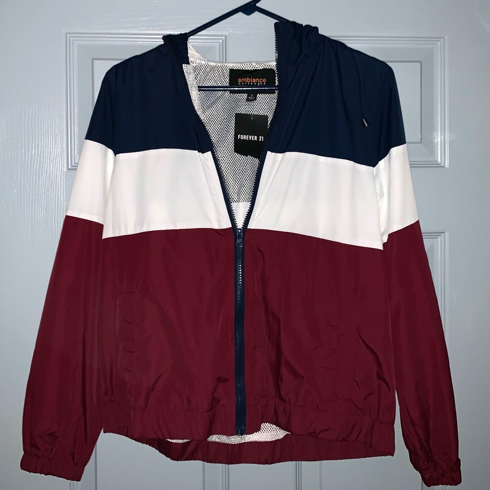Maroon & Navy Striped Windbreaker